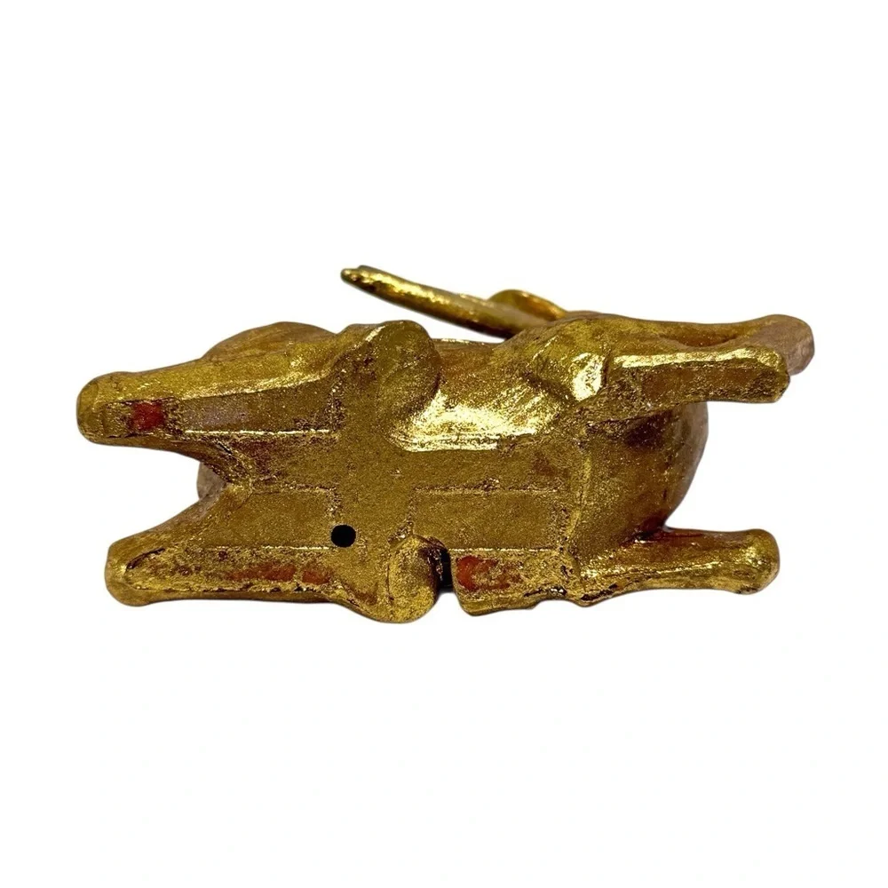 Gold Sitting Reindeer Decorative Holiday/Christmas Figurine GUC